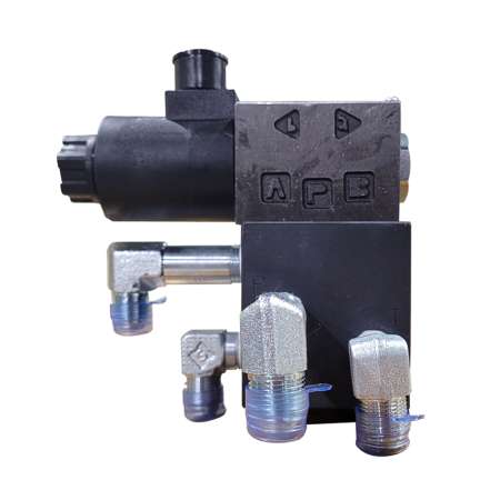 Valve Assy 001, modular design with integrated hydraulic components and ISO 4401-03-02-0-05 compliant mounting surfaces.
