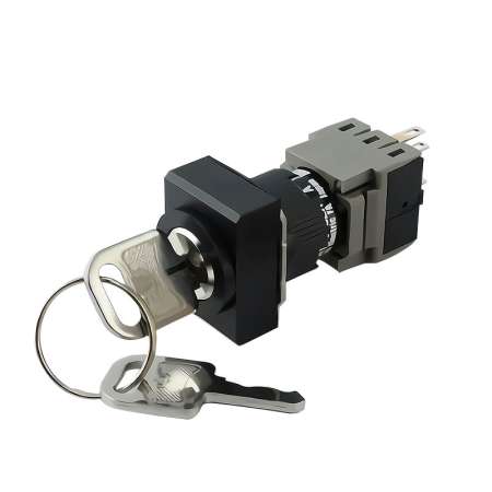 Image of Fuji Selector Switch Key AH165-J2A11A, featuring a 2-position key switch with included key and robust design.