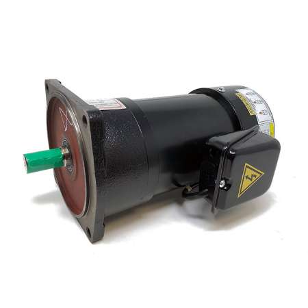 I-TA Magazine ATC Change Motor AEV550, front view with green shaft and safety warning label