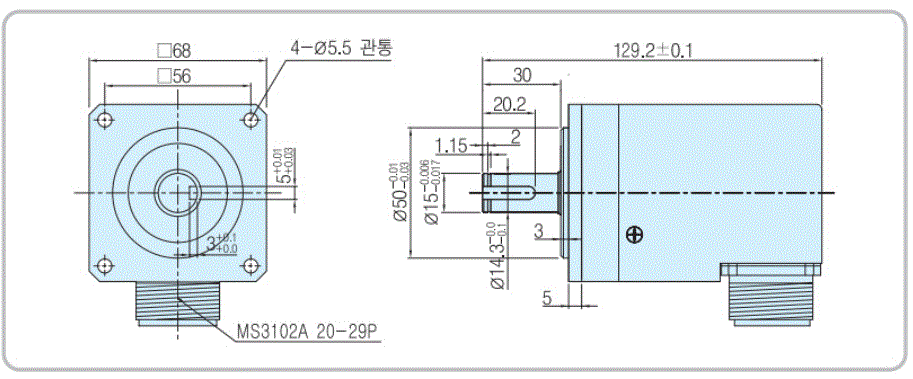 Kwangwoo Rotary Encoder KS68A-1024 Product Drawing