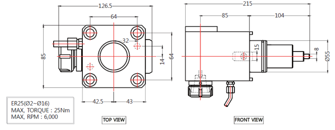 EWS Radial Driven Tool Holder 60.65321809DW02 Part Drawing